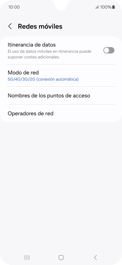 Pulsa Nombres de los puntos de acceso. Pulsa Nombres de los puntos de acceso.