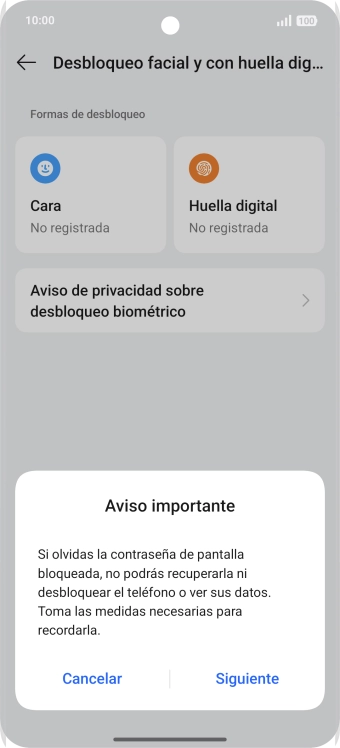Pulsa Siguiente y sigue las indicaciones de la pantalla para crear un código de seguridad del teléfono adicional. Pulsa Siguiente y sigue las indicaciones de la pantalla para crear un código de seguridad del teléfono adicional.