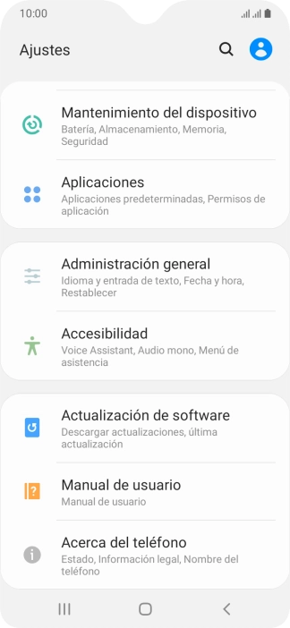 Pulsa Actualización de software. Si hay una versión de software nueva disponible, aparecerá ahora en la pantalla. Sigue las indicaciones de la pantalla para actualizar el software del teléfono.