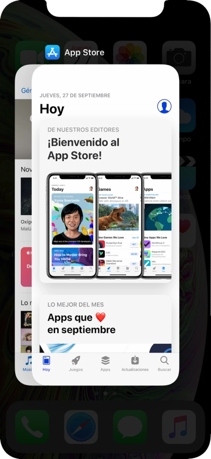Arrastra hacia arriba la aplicación deseada para cerrarla. Arrastra hacia arriba la aplicación deseada para cerrarla.