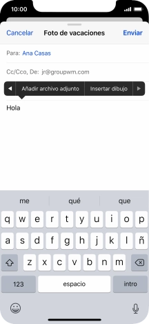 Pulsa Añadir archivo adjunto y sigue las indicaciones de la pantalla para adjuntar un documento. Pulsa Añadir archivo adjunto y sigue las indicaciones de la pantalla para adjuntar un documento.