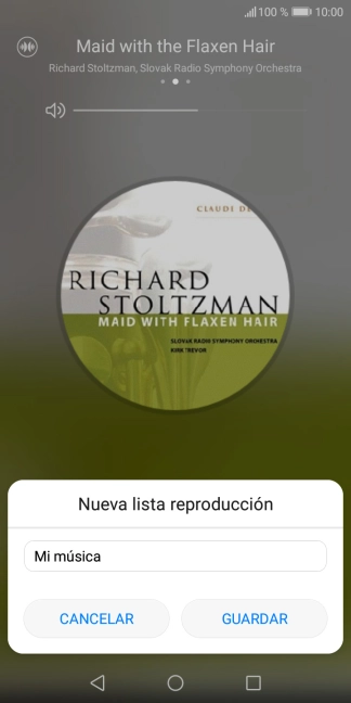 Introduce el nombre deseado de la lista de reproducción y pulsa GUARDAR. Introduce el nombre deseado de la lista de reproducción y pulsa GUARDAR.