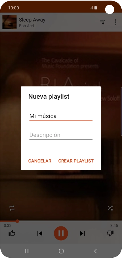 Introduce el nombre deseado de la lista de reproducción y pulsa CREAR PLAYLIST.