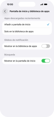 Para añadir nuevas apps descargadas a la pantalla de inicio y a la biblioteca de apps, pulsa Añadir a pantalla de inicio. Para añadir nuevas apps descargadas a la pantalla de inicio y a la biblioteca de apps, pulsa Añadir a pantalla de inicio.