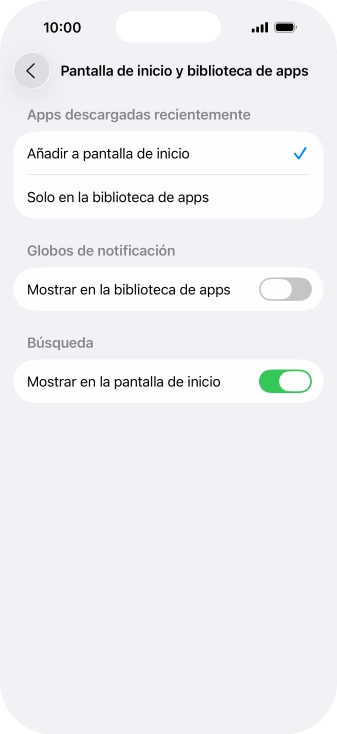Para añadir nuevas apps descargadas a la pantalla de inicio y a la biblioteca de apps, pulsa Añadir a pantalla de inicio. Para añadir nuevas apps descargadas a la pantalla de inicio y a la biblioteca de apps, pulsa Añadir a pantalla de inicio.