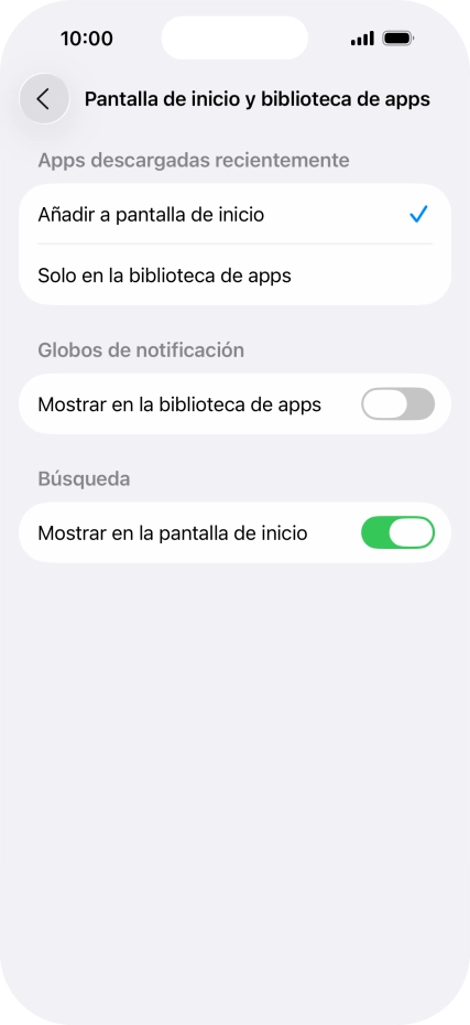 Para añadir nuevas apps descargadas a la pantalla de inicio y a la biblioteca de apps, pulsa Añadir a pantalla de inicio. Para añadir nuevas apps descargadas a la pantalla de inicio y a la biblioteca de apps, pulsa Añadir a pantalla de inicio.