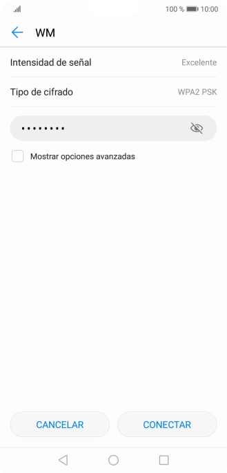 Introduce la contraseña de la red wifi y pulsa CONECTAR. Introduce la contraseña de la red wifi y pulsa CONECTAR.