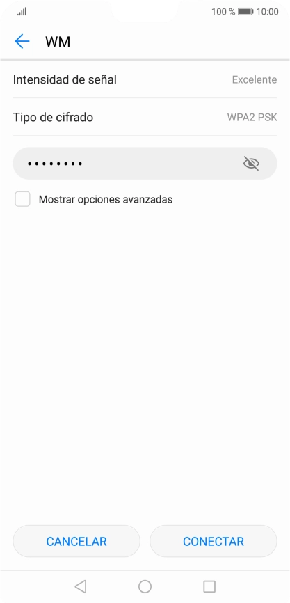 Introduce la contraseña de la red wifi y pulsa CONECTAR. Introduce la contraseña de la red wifi y pulsa CONECTAR.