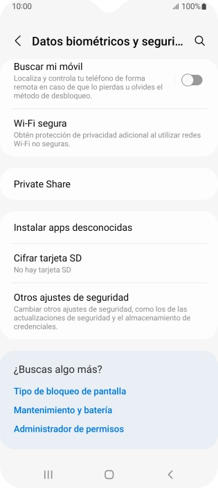 Pulsa Otros ajustes de seguridad. Pulsa Otros ajustes de seguridad.