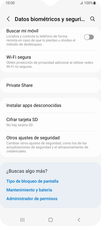 Pulsa Otros ajustes de seguridad. Pulsa Otros ajustes de seguridad.