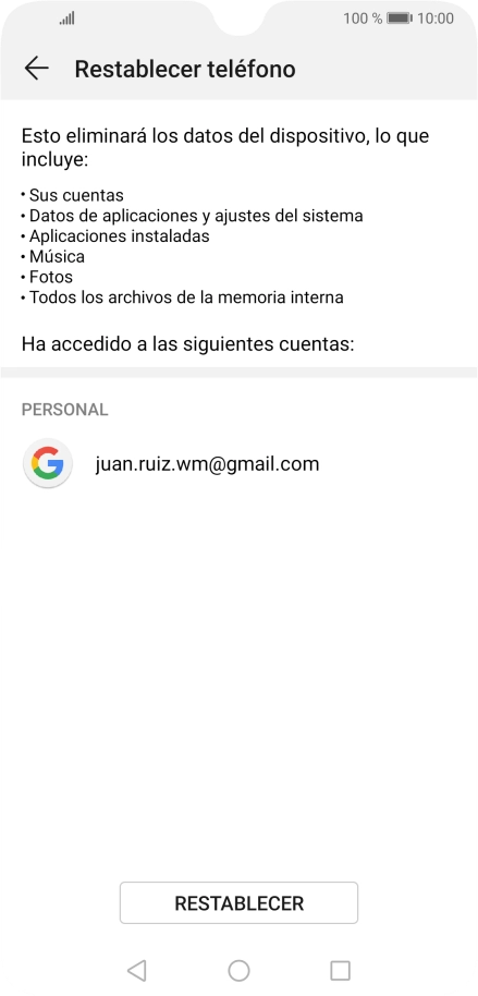Pulsa RESTABLECER. Pulsa RESTABLECER.