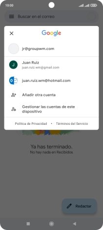 Pulsa la cuenta de correo electrónico deseada. Pulsa la cuenta de correo electrónico deseada.