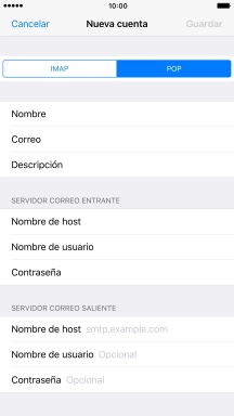 Pulsa Nombre de host e introduce smtp.vodafone.es. Pulsa Nombre de host e introduce smtp.vodafone.es.