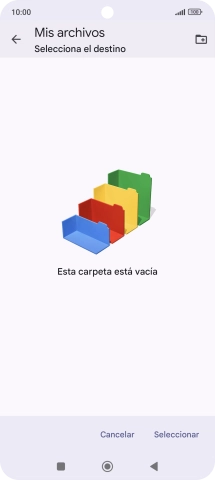Si deseas crear una nueva carpeta, pulsa el icono de nueva carpeta y sigue las indicaciones de la pantalla para crearla. Si deseas crear una nueva carpeta, pulsa el icono de nueva carpeta y sigue las indicaciones de la pantalla para crearla.