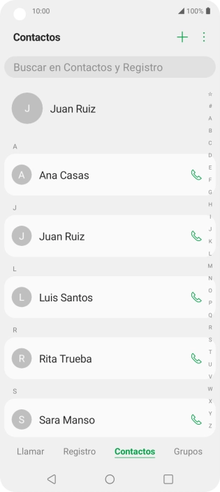 Pulsa el icono de nuevo contacto. Pulsa el icono de nuevo contacto.