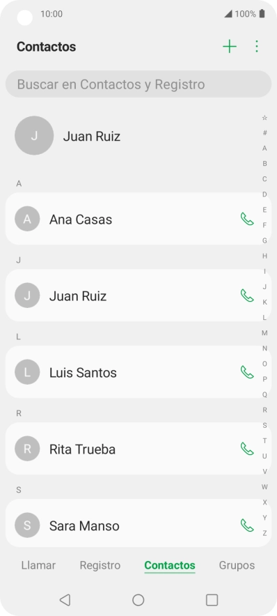 Pulsa el icono de nuevo contacto. Pulsa el icono de nuevo contacto.