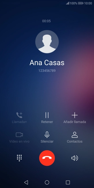 Pulsa el icono de finalizar llamada.