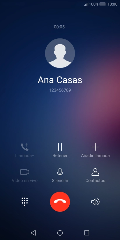 Pulsa el icono de finalizar llamada.