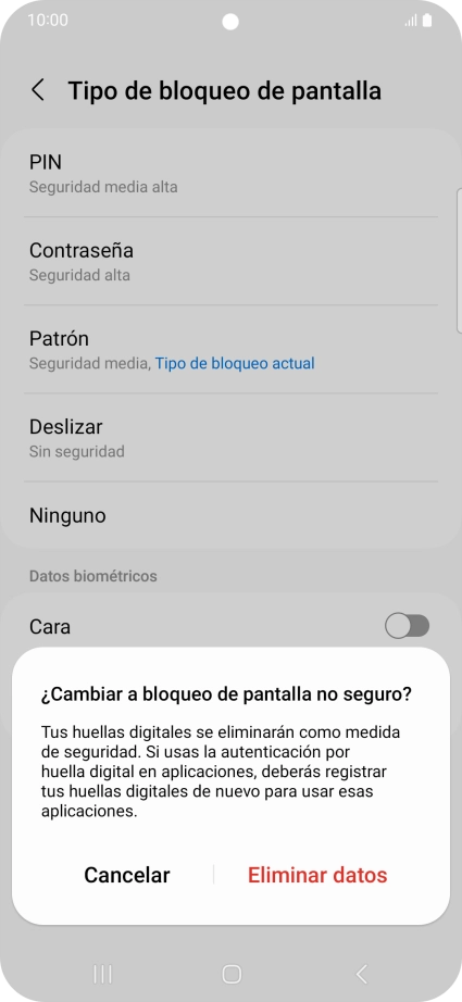 Pulsa Eliminar datos. Pulsa Eliminar datos.