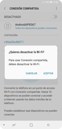 Si la función de wifi está activada, pulsa ACEPTAR. Si la función de wifi está activada, pulsa ACEPTAR.