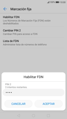 Introduce el código PIN2 y pulsa ACEPTAR. Introduce el código PIN2 y pulsa ACEPTAR.