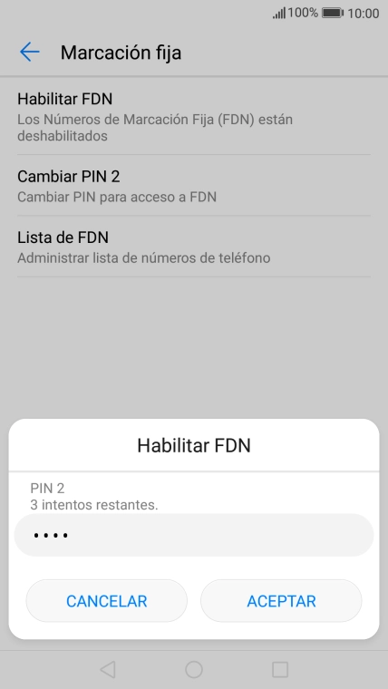 Introduce el código PIN2 y pulsa ACEPTAR. Introduce el código PIN2 y pulsa ACEPTAR.