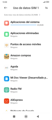 El consumo total de datos del período seleccionado aparece ahora en la pantalla. El consumo total de datos del período seleccionado aparece ahora en la pantalla.