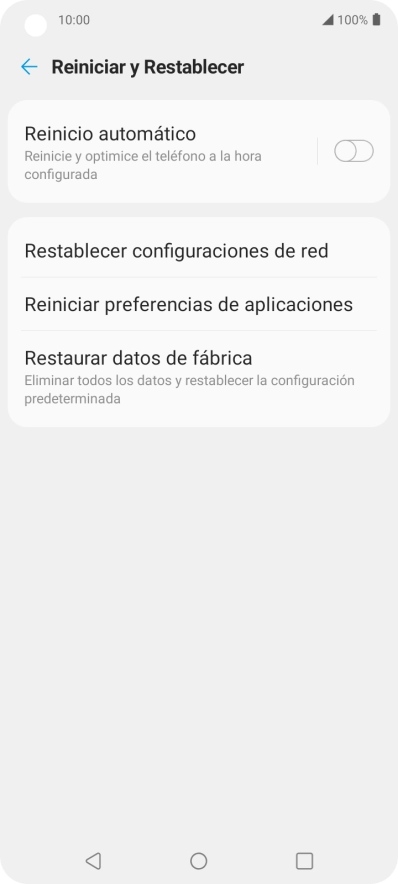 Pulsa Restaurar datos de fábrica. Pulsa Restaurar datos de fábrica.
