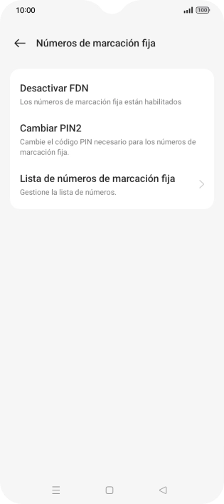 Pulsa Desactivar FDN. Pulsa Desactivar FDN.