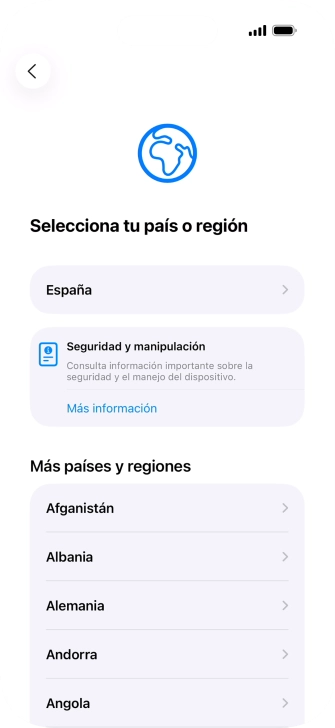 Pulsa el país o el área deseados. Pulsa el país o el área deseados.