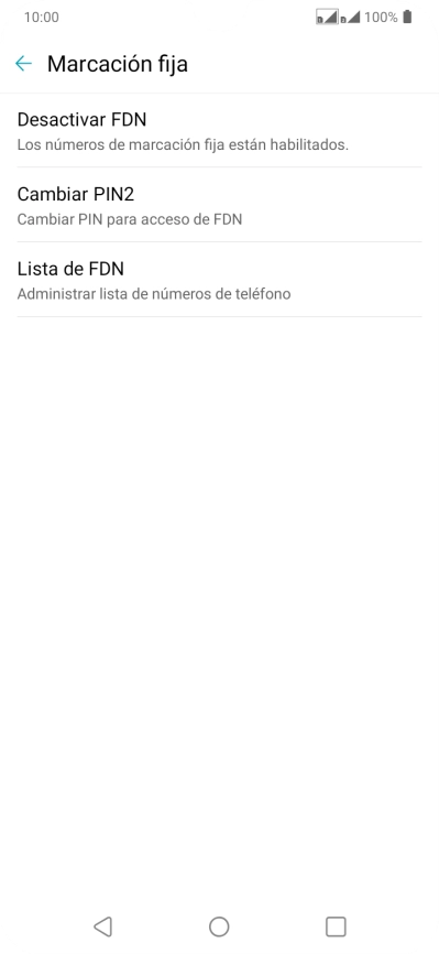 Pulsa Desactivar FDN. Pulsa Desactivar FDN.