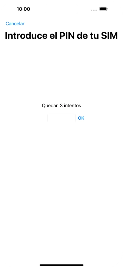 Si es necesario desbloquear la tarjeta SIM, introduce el código PIN y pulsa OK. Si es necesario desbloquear la tarjeta SIM, introduce el código PIN y pulsa OK.