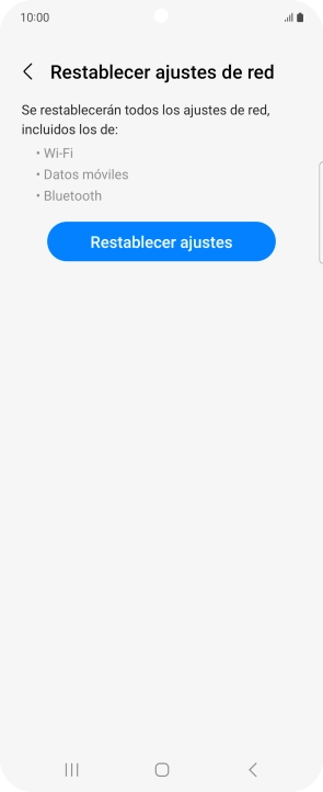 Pulsa Restablecer ajustes. Pulsa Restablecer ajustes.
