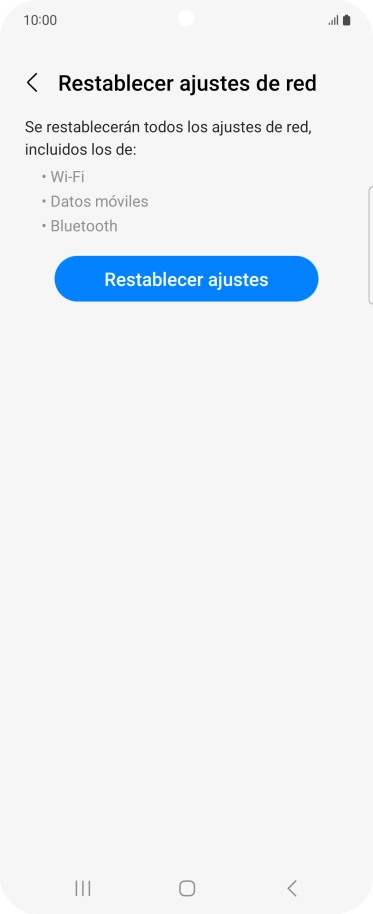 Pulsa Restablecer ajustes. Pulsa Restablecer ajustes.
