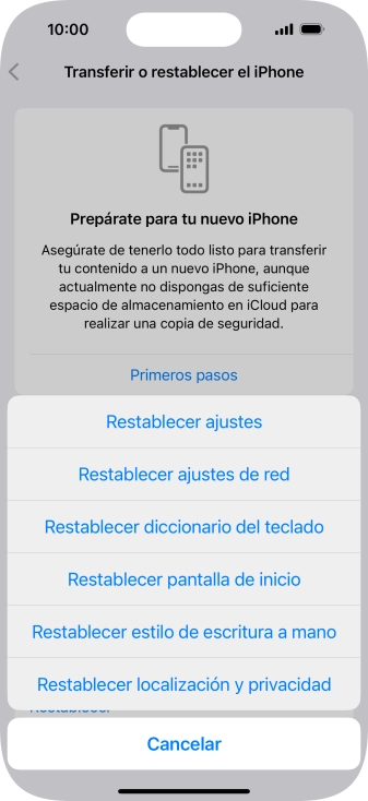 Pulsa Restablecer ajustes de red. Pulsa Restablecer ajustes de red.