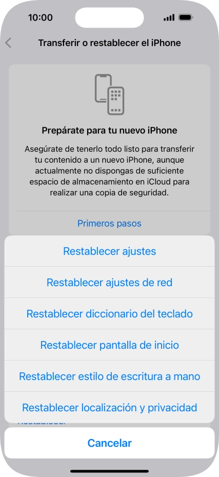 Pulsa Restablecer ajustes de red. Pulsa Restablecer ajustes de red.