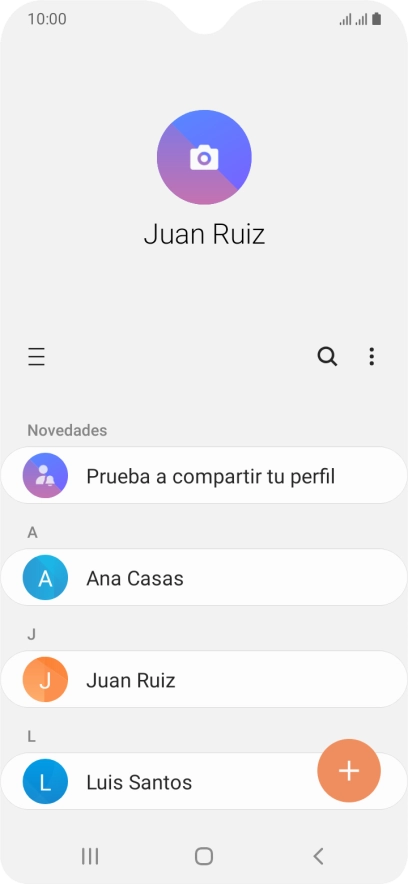 Pulsa el icono de nuevo contacto. Pulsa el icono de nuevo contacto.