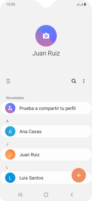 Pulsa el icono de nuevo contacto. Pulsa el icono de nuevo contacto.