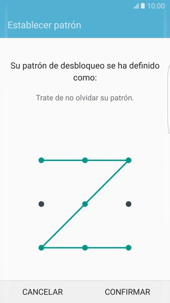 Vuelve a introducir el código de seguridad seleccionado y pulsa CONFIRMAR. Vuelve a introducir el código de seguridad seleccionado y pulsa CONFIRMAR.