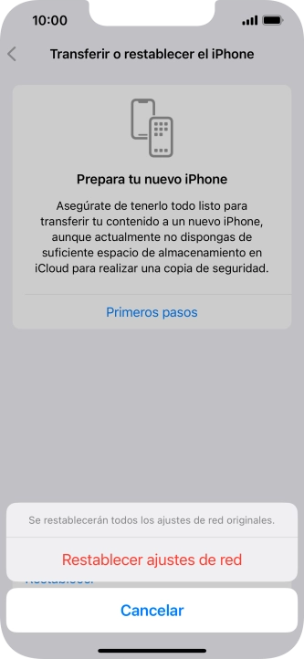 Pulsa Restablecer ajustes de red. Pulsa Restablecer ajustes de red.