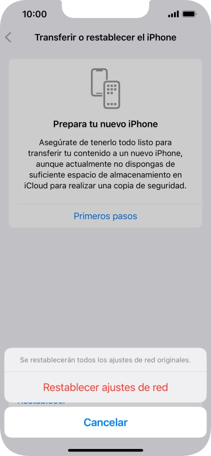 Pulsa Restablecer ajustes de red. Pulsa Restablecer ajustes de red.
