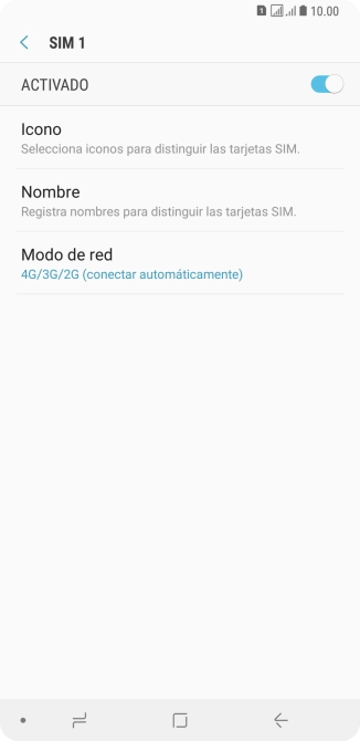 Pulsa el indicador para activar o desactivar la tarjeta SIM deseada.