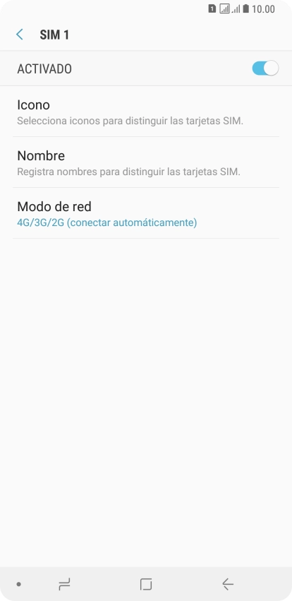 Pulsa el indicador para activar o desactivar la tarjeta SIM deseada.