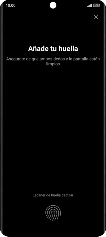 Sigue las indicaciones de la pantalla para crear una huella digital como código de seguridad. Sigue las indicaciones de la pantalla para crear una huella digital como código de seguridad.
