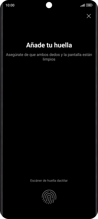Sigue las indicaciones de la pantalla para crear una huella digital como código de seguridad. Sigue las indicaciones de la pantalla para crear una huella digital como código de seguridad.