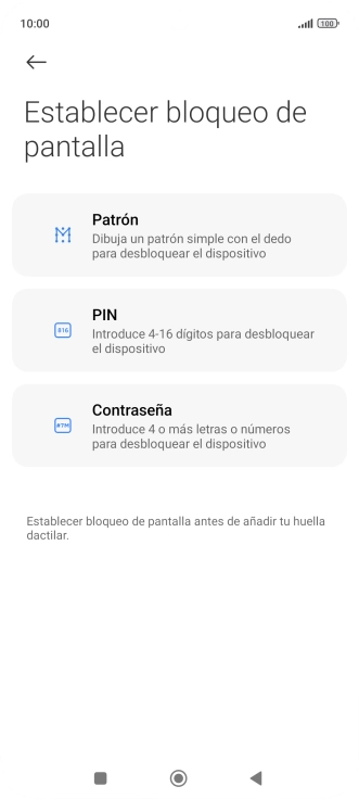 Pulsa el código de seguridad deseado. Pulsa el código de seguridad deseado.
