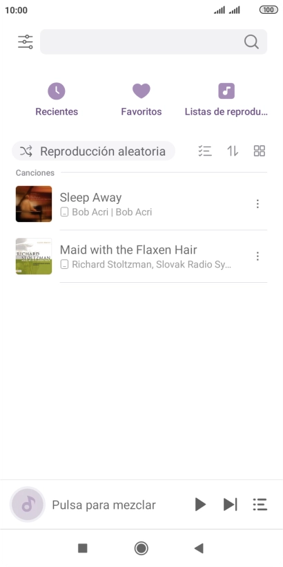Pulsa el archivo de música deseado. Pulsa el archivo de música deseado.