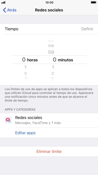 Configura el límite de tiempo deseado para el uso de la categoría seleccionada.