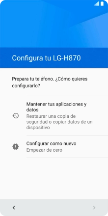 Puedes transferir el contenido de otro teléfono cuando activas tu teléfono por primera vez y cuando lo has restablecido. Cuando aparezca en la pantalla del teléfono esta imagen, ya está listo para la transmisión del contenido del otro teléfono.