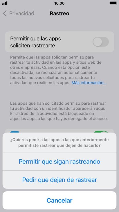 Si desactivas la función, pulsa el ajuste deseado.